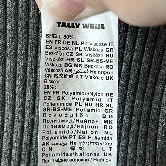 Tally Weijl Grey Ribbed Long Sleeve Fit Flare Crew Neck Womens Sweater Dress L - Picture 9 of 9